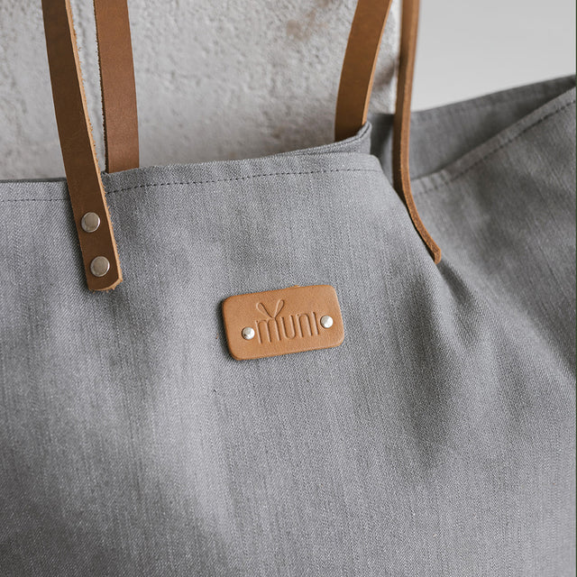 Stylish Grey Denim Tote – Perfect for Summer Adventures by Muni at www.brixbailey.com