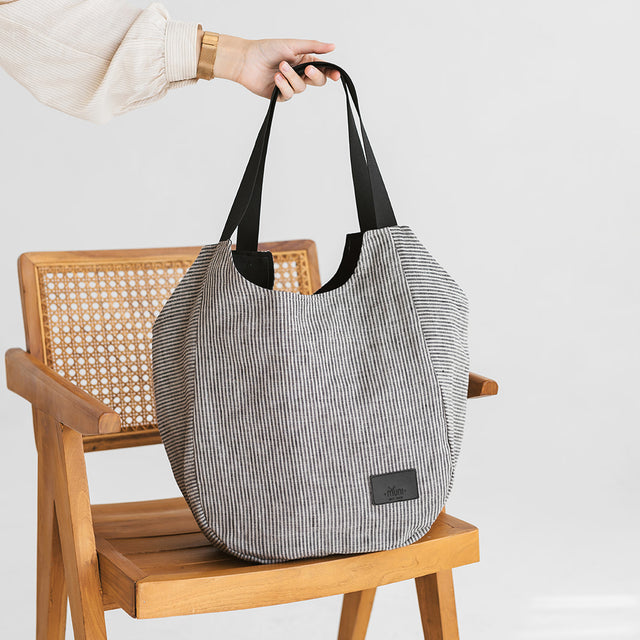 Striped Linen Tote Bag – Spacious & Stylish Summer Essential by Muni at www.brixbailey.com