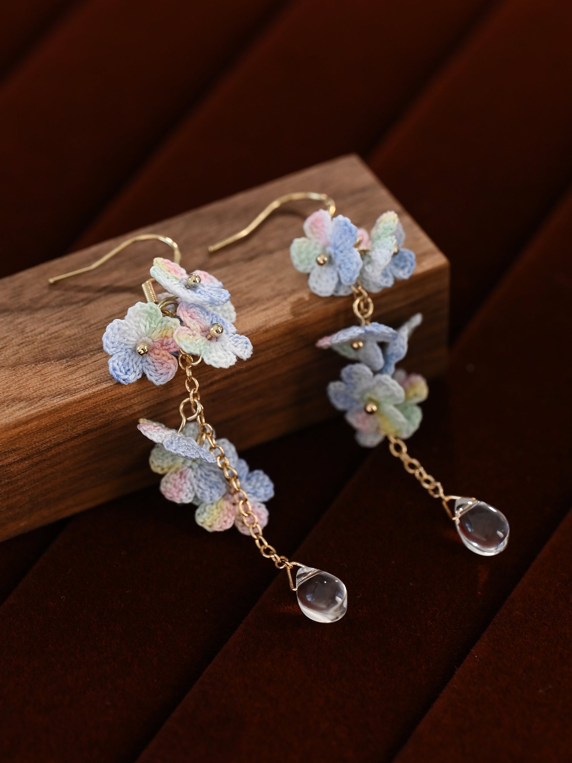 Myosotis Earring Danglers Micro-Crochet that Blossom with Charm Seven Forget-me-not