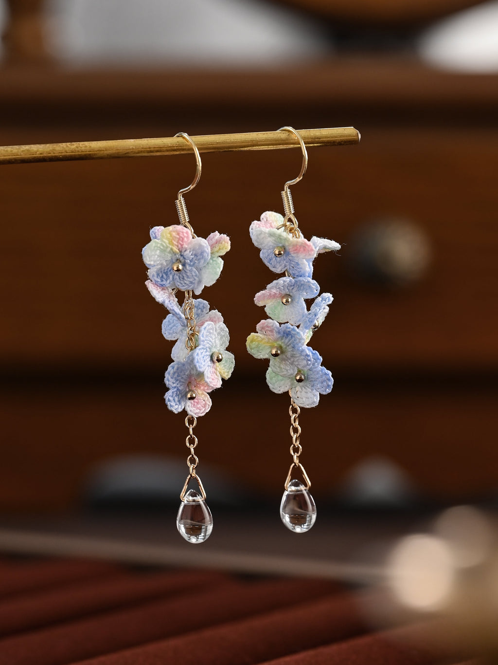 Myosotis Earring Danglers Micro-Crochet that Blossom with Charm Seven Forget-me-not