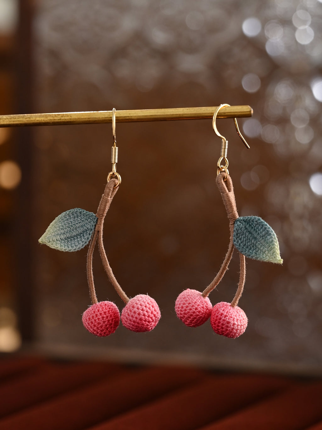 Cherry Micro Crochet Earrings