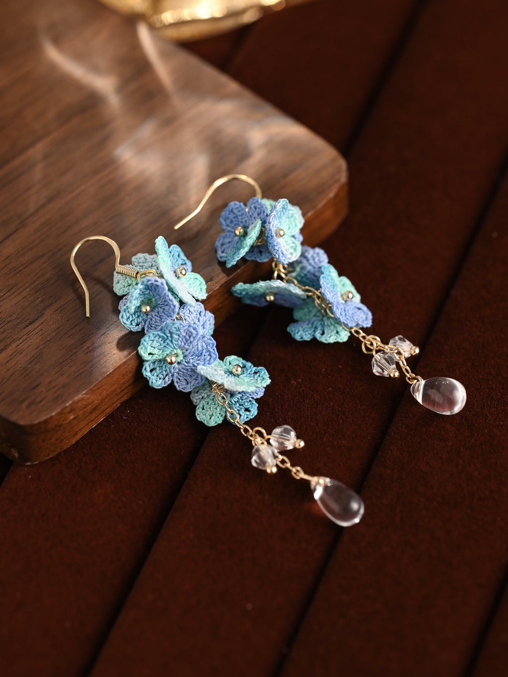 Myosotis Earring Danglers Micro-Crochet that Blossom with Charm Seven Forget-me-not