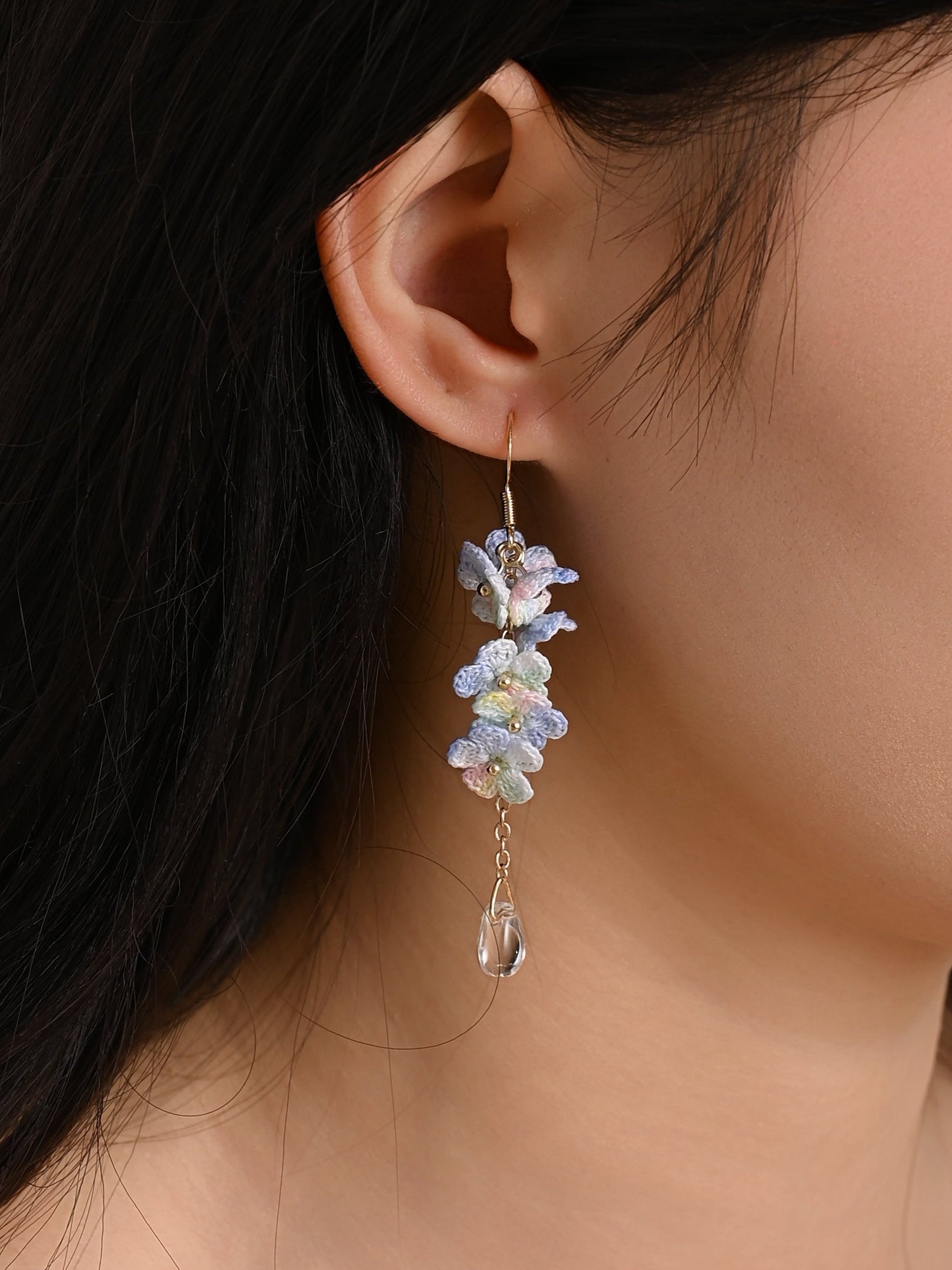 Myosotis Earring Danglers Micro-Crochet that Blossom with Charm Seven Forget-me-not