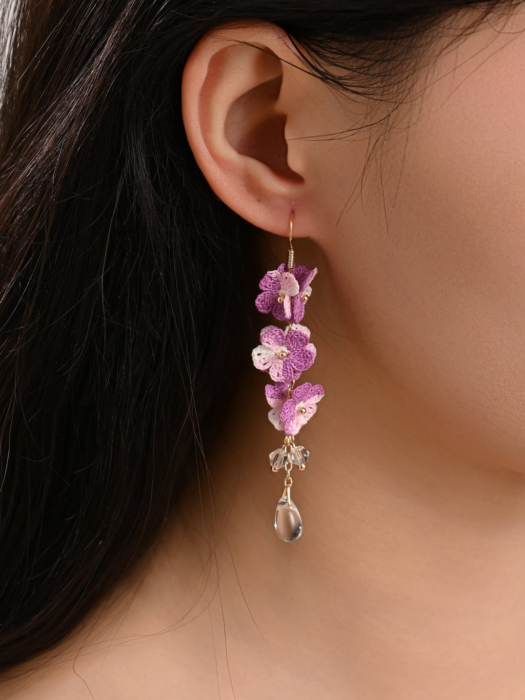 Myosotis Earring Danglers Micro-Crochet that Blossom with Charm Seven Forget-me-not