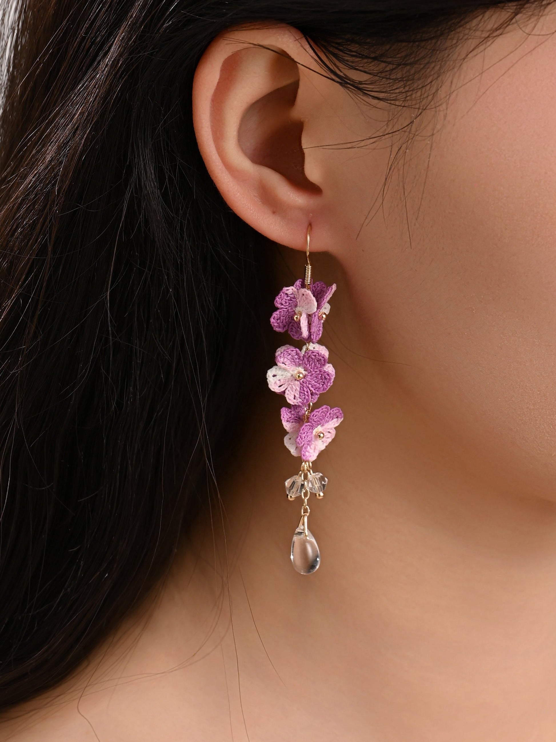 Myosotis Earring Danglers Micro-Crochet that Blossom with Charm Seven Forget-me-not