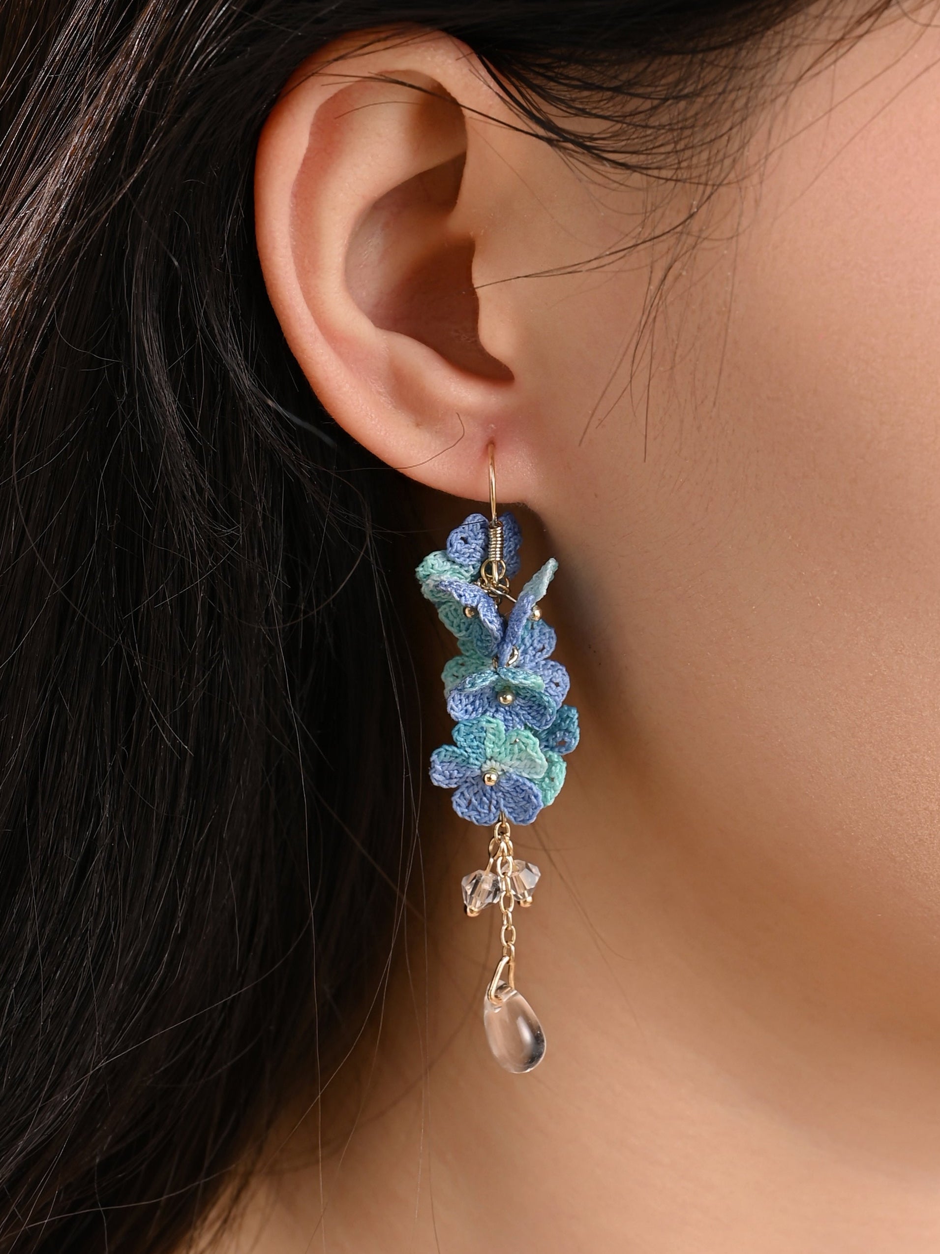 Myosotis Earring Danglers Micro-Crochet that Blossom with Charm Seven Forget-me-not