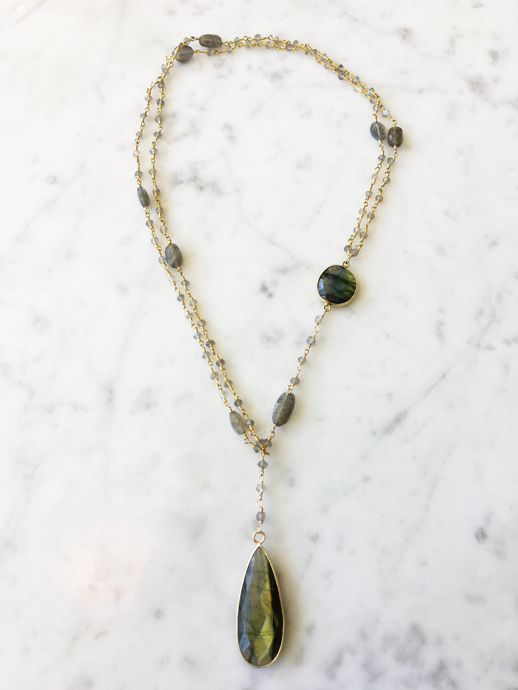 Diana Montecito Necklace in Labradorite with Drop