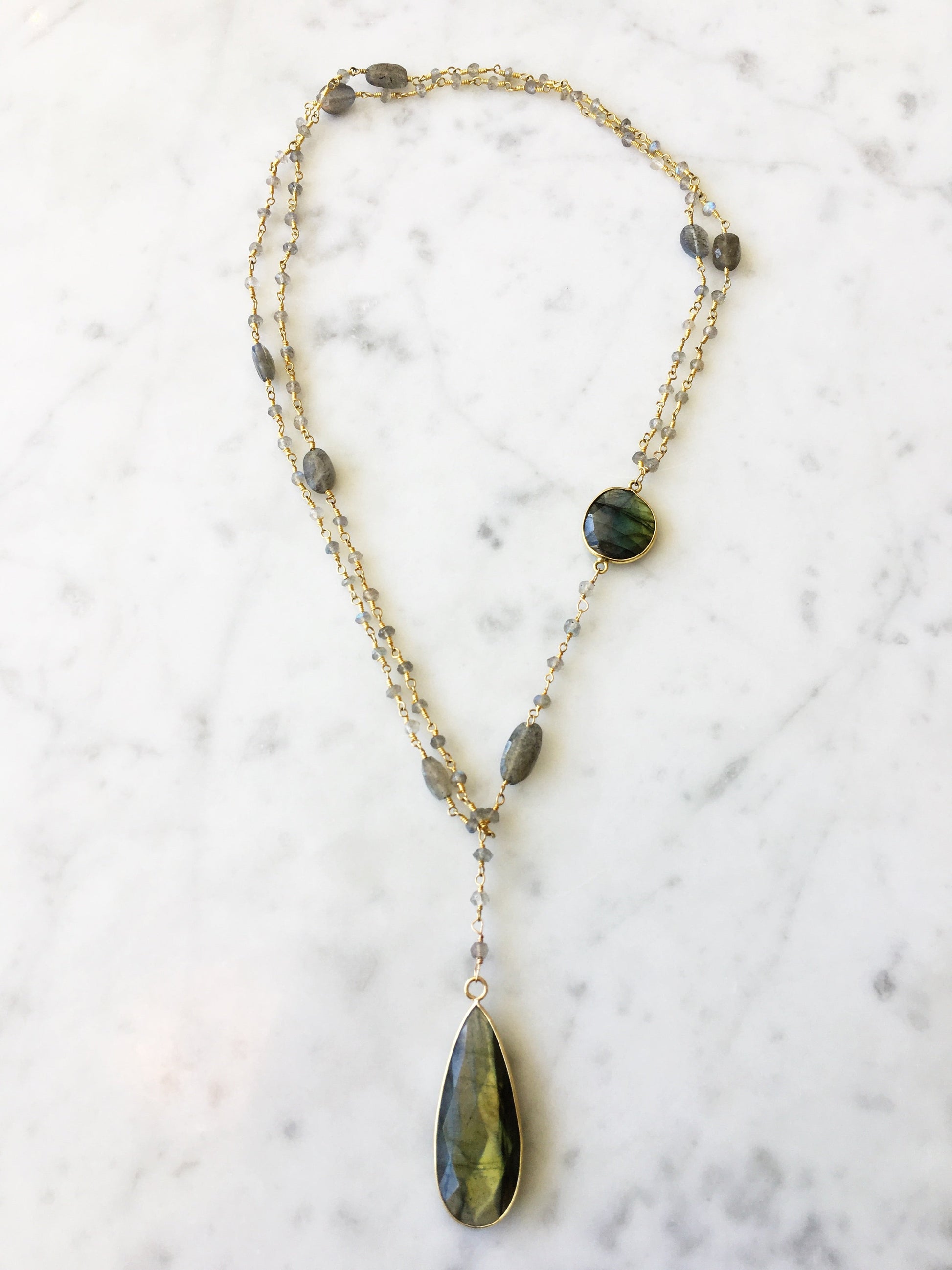 Diana Montecito Necklace in Labradorite with Drop