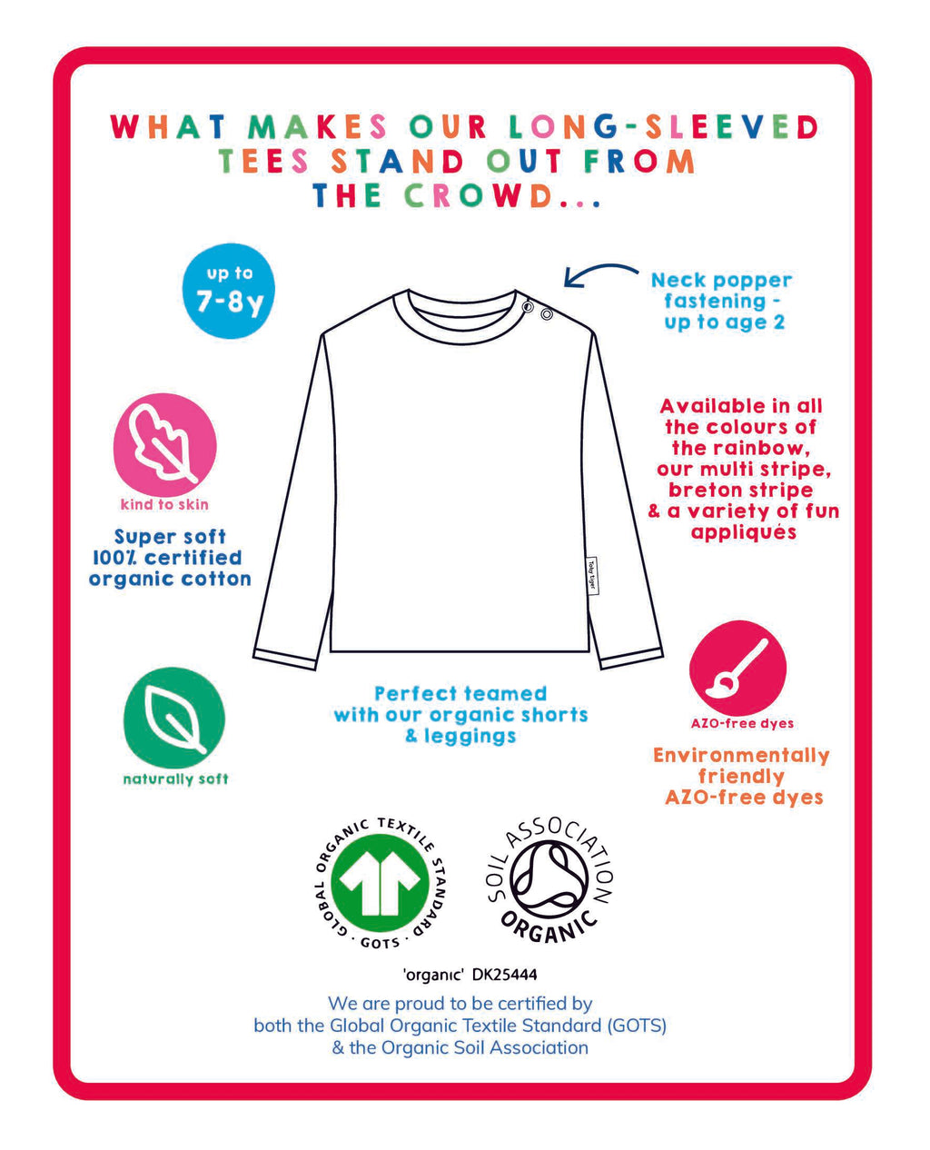 Organic Striped Daisy Applique Long Sleeved T Shirt