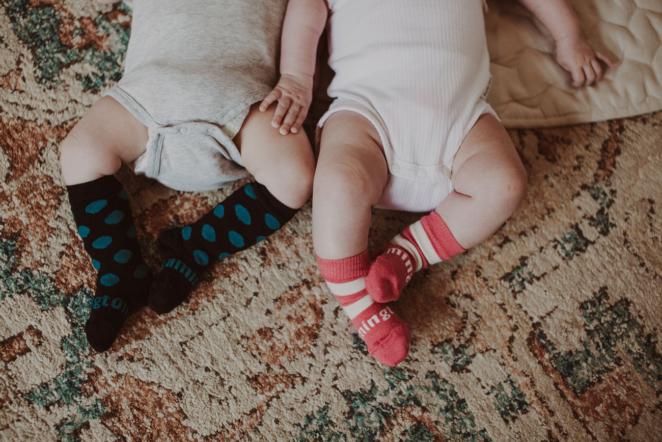 Candy Crew Socks for Babies in Pink and Natural Merino Wool