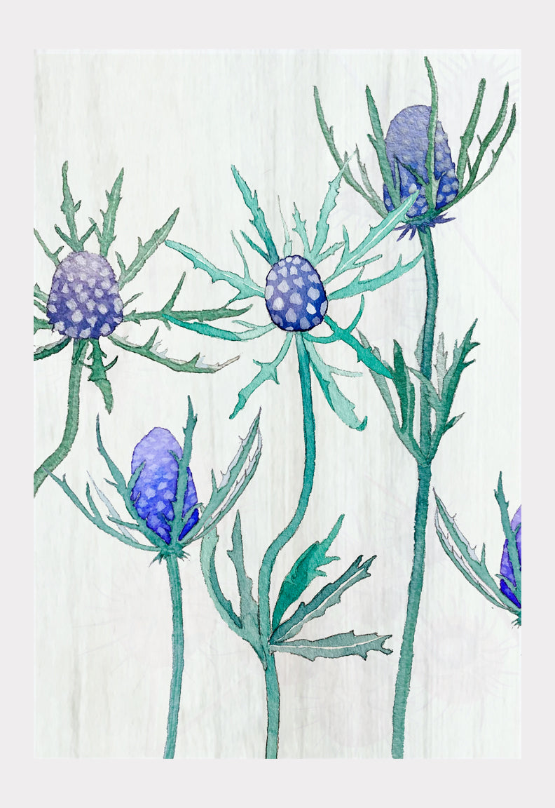Purple Thistle on Snow Art Print