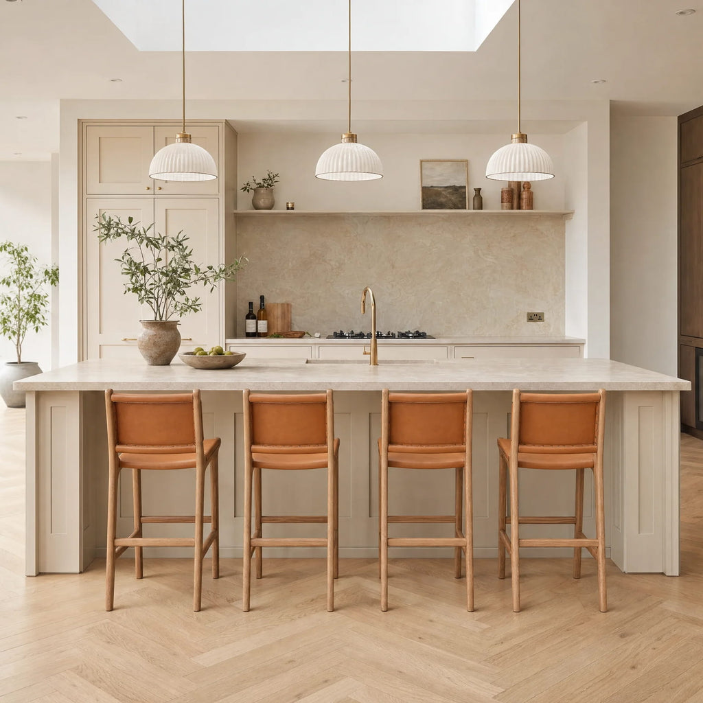 Zara Teak & Leather Bar Stool