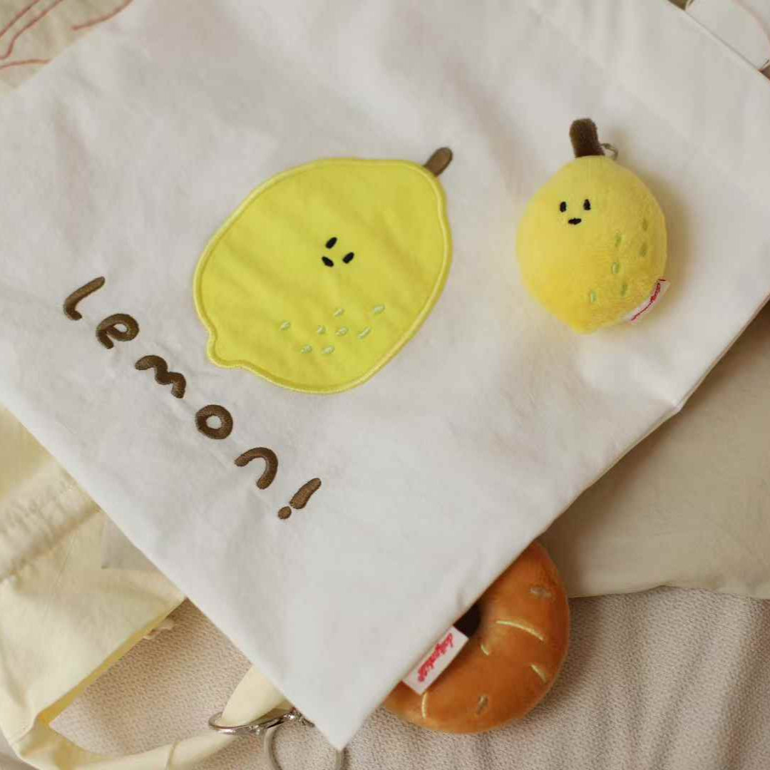 Daily White Lemon Canvas Bag