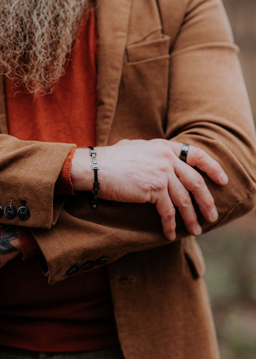 Cody Men's Ceramic Bracelet – Classic Black, Stainless Clasp by Leomani at www.brixbailey.com