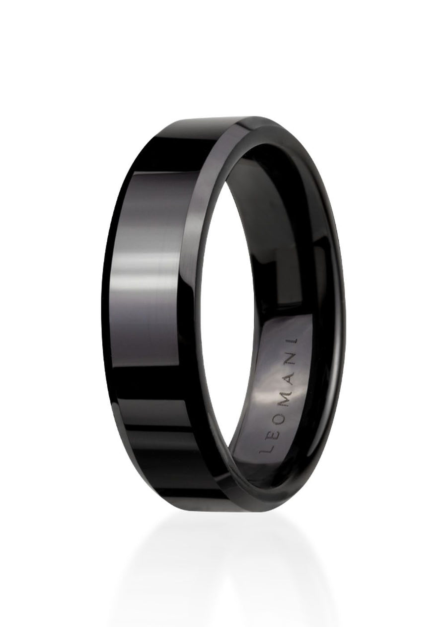 Ljonis Men’s Black Ceramic Ring – Lightweight & 6mm Wide by Leomani at www.brixbailey.com