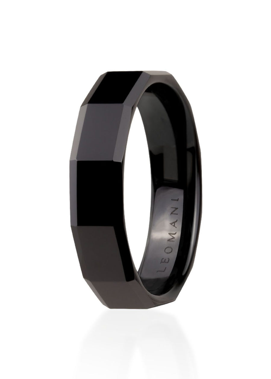 Singais Black Ceramic Men’s Ring – Modern & Durable by Leomani at www.brixbailey.com