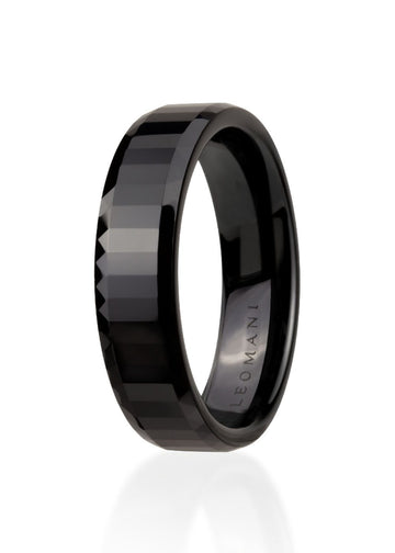 Zakiis Men's Black Ceramic Ring – Sleek 6mm Design by Leomani at www.brixbailey.com