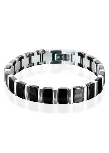 Aslan Men's Ceramic Bracelet – Classic Black, Stainless Steel Clasp by Leomani at www.brixbailey.com