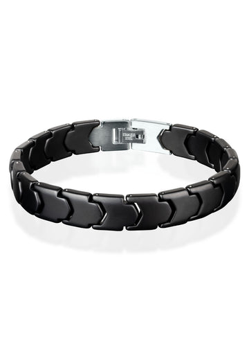 Matte Black Ceramic Men's Bracelet – Stainless Steel Clasp by Leomani at www.brixbailey.com