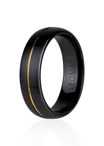 Men’s Ring Maung – Sleek Black Ceramic & Wood Design by Leomani at www.brixbailey.com