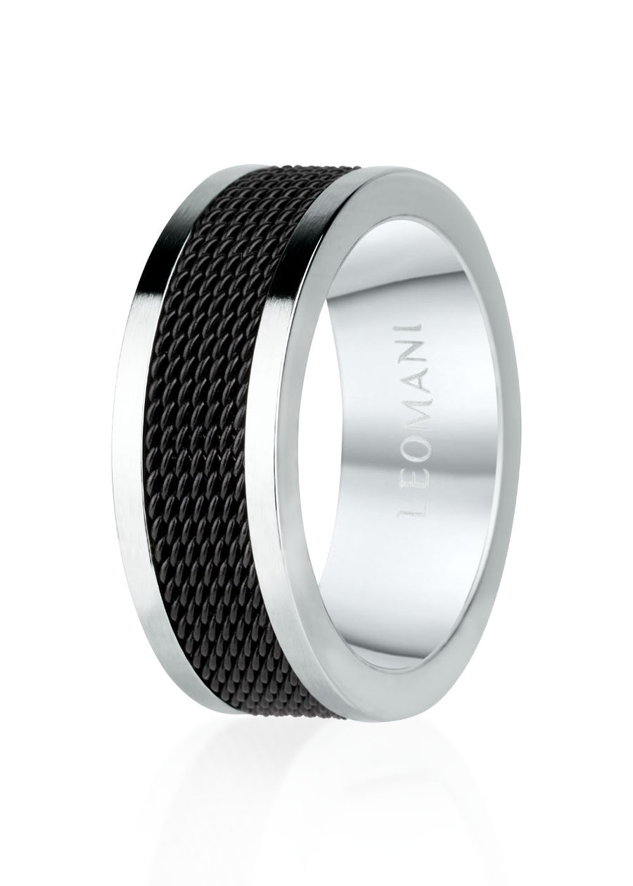 Leomhann Men’s Ring – Stainless Steel & Ceramics, Modern Elegance by Leomani at www.brixbailey.com