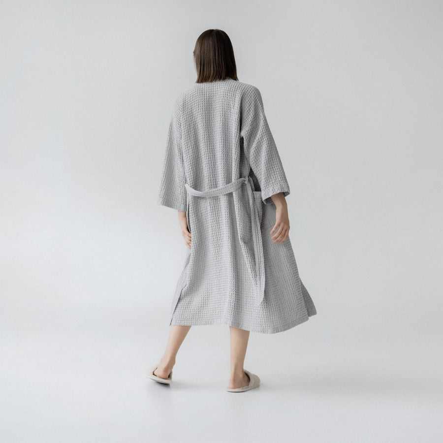 Luxurious Honeycomb Waffle Linen Bathrobe – Absorbent & Cozy by Linen Tales at www.brixbailey.com