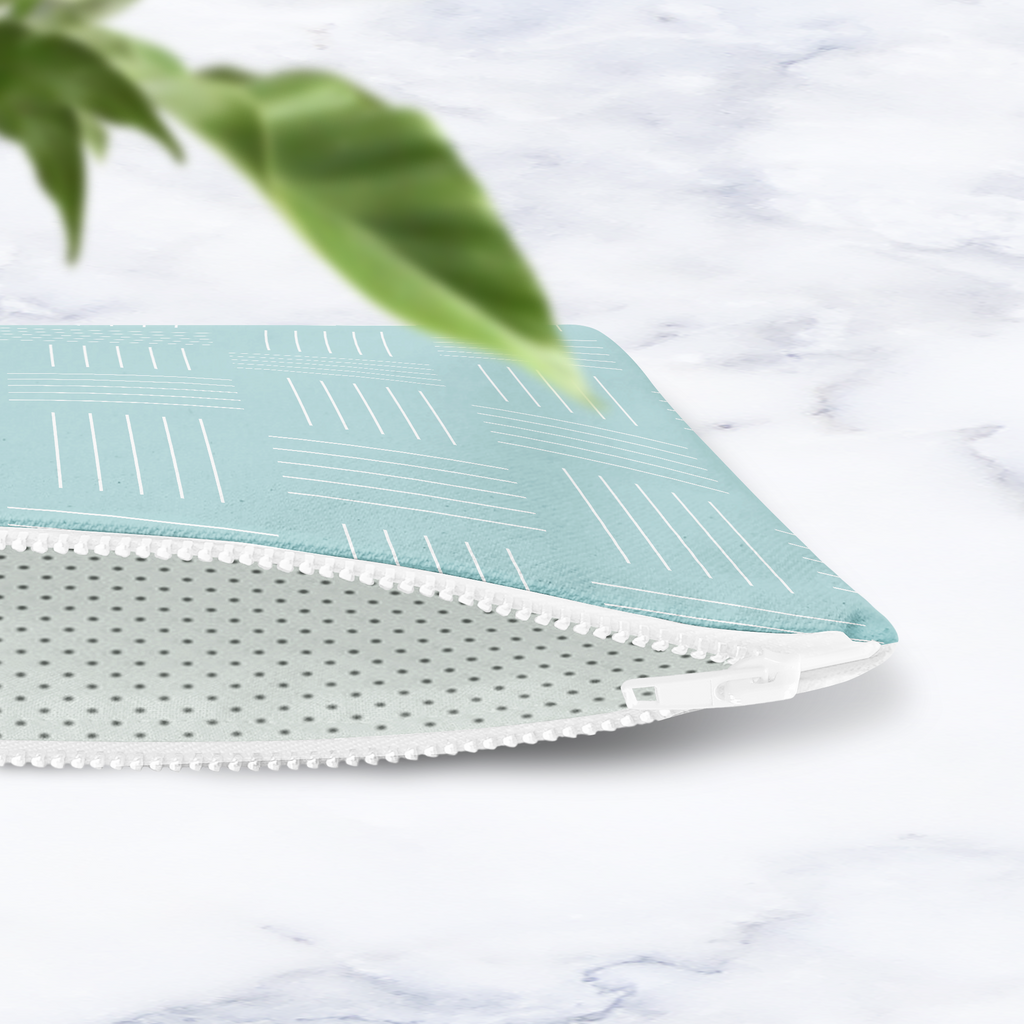 Handmade Light Blue Lines Cosmetic Bag – Handmade Zip Pouch, 24 x 19 cm Make Up Bag