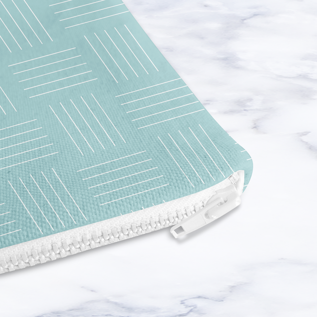 Handmade Light Blue Lines Cosmetic Bag – Handmade Zip Pouch, 24 x 19 cm Make Up Bag