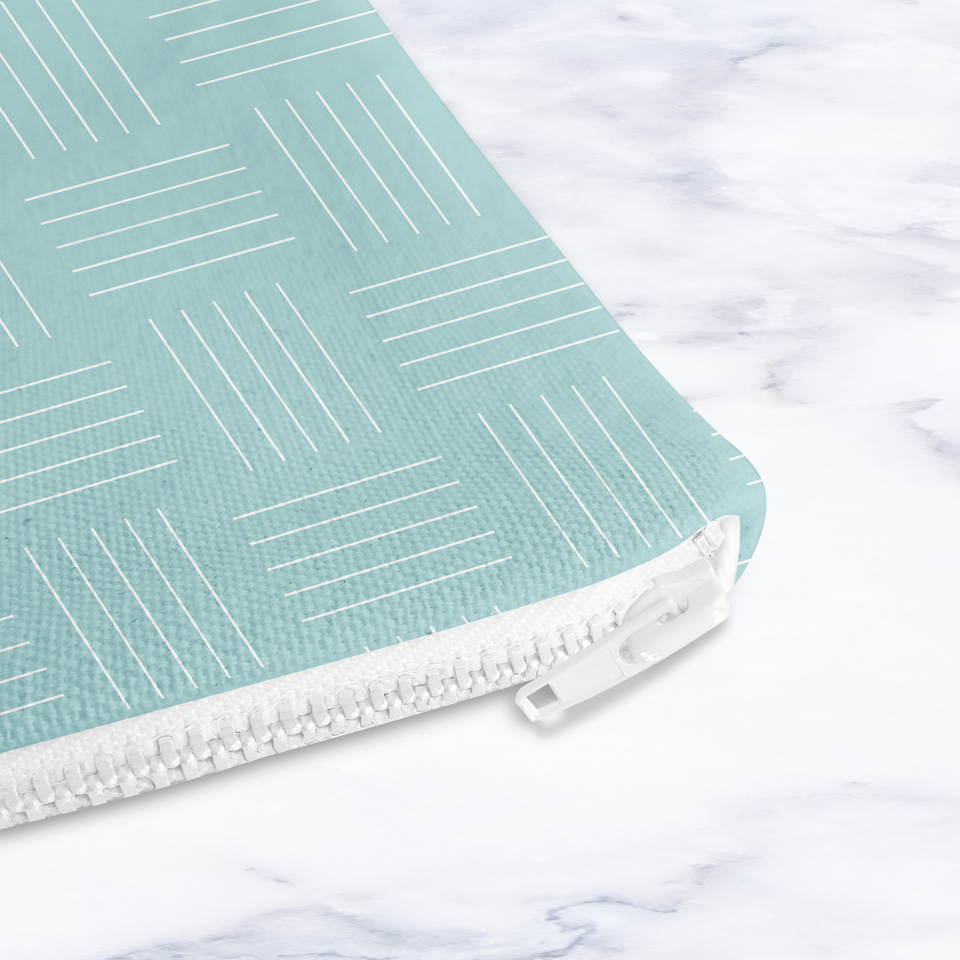 Handmade Light Blue Lines Cosmetic Bag – Handmade Zip Pouch, 24 x 19 cm Make Up Bag