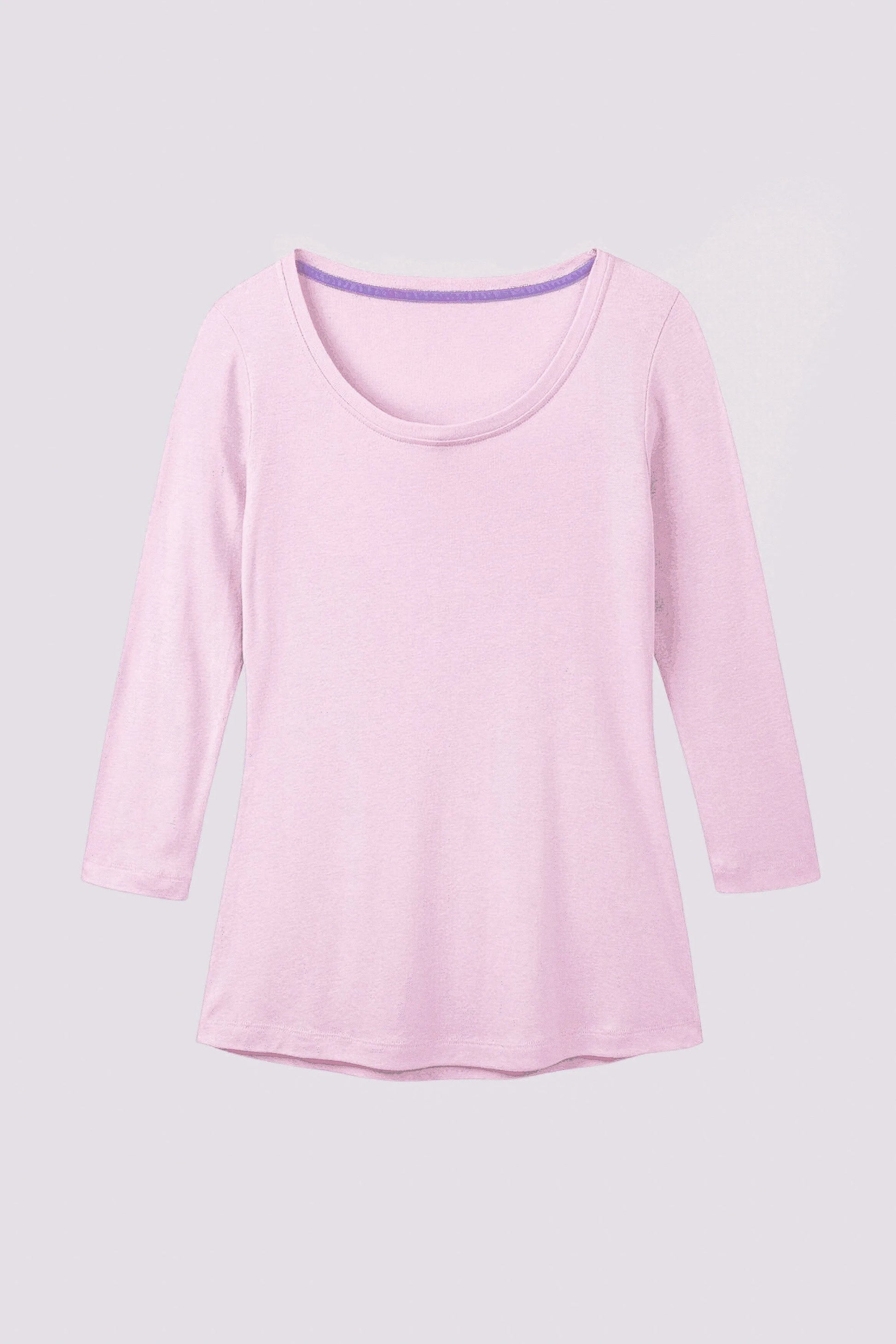 Three Quarter Sleeve Scoop Neck Cotton Modal Blend Tee