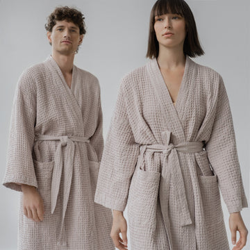 Luxurious Honeycomb Waffle Linen Bathrobe – Oversized & Soft by Linen Tales at www.brixbailey.com