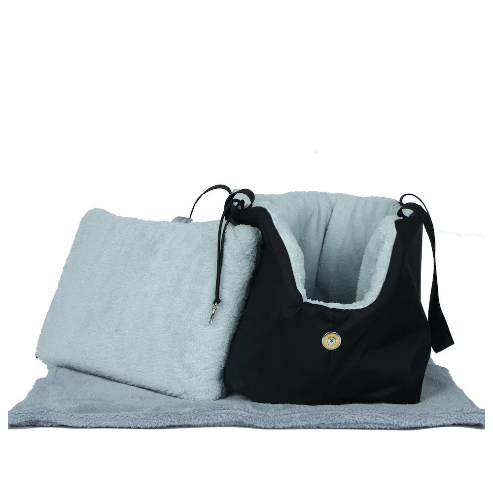 Soho Poms Black & Light Blue Luxury Rainy Bear Dog Carrier