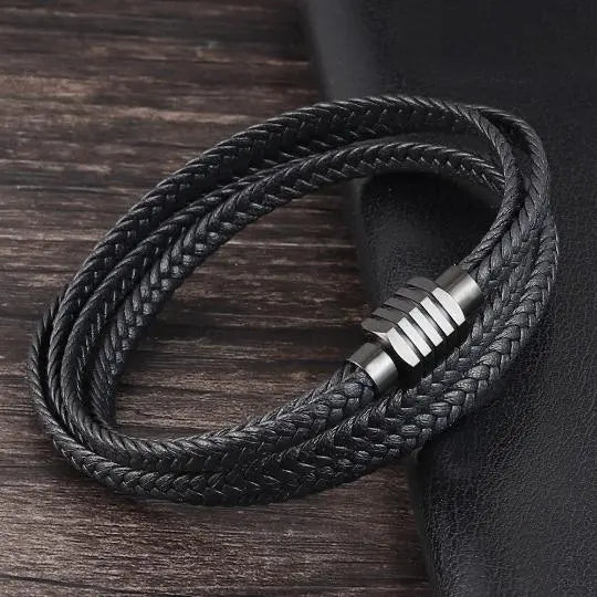 Long Black Braided Bracelet