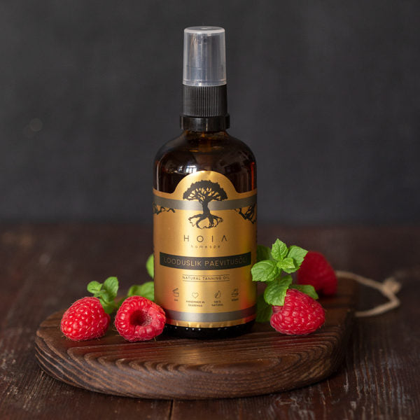 Lightly Bronzing Natural Tanning Oil with Raspberry Seed SPF - Quickly Absorbing & Deeply Nourishing by HOIA at www.brixbailey.com