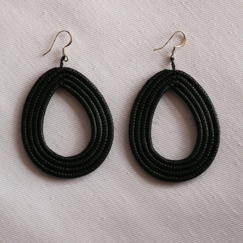 Woven Loop Earrings in Natural Fibers