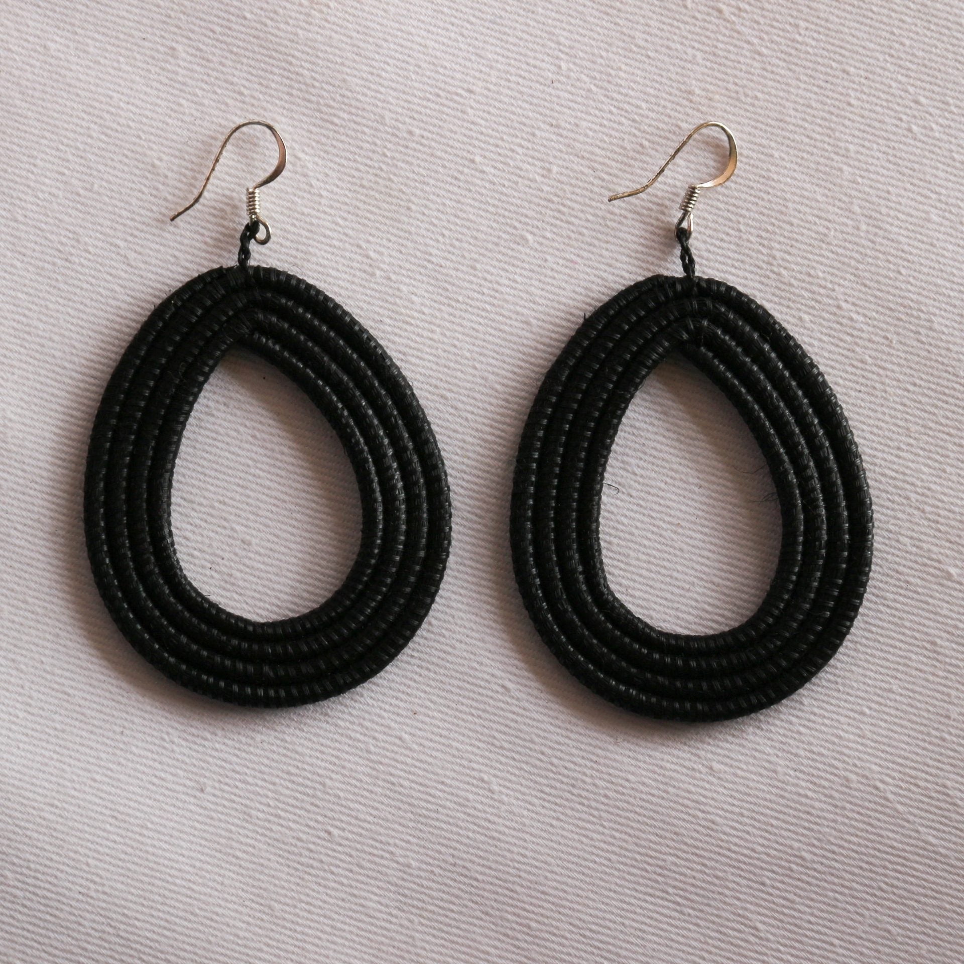Woven Loop Earrings in Natural Fibers