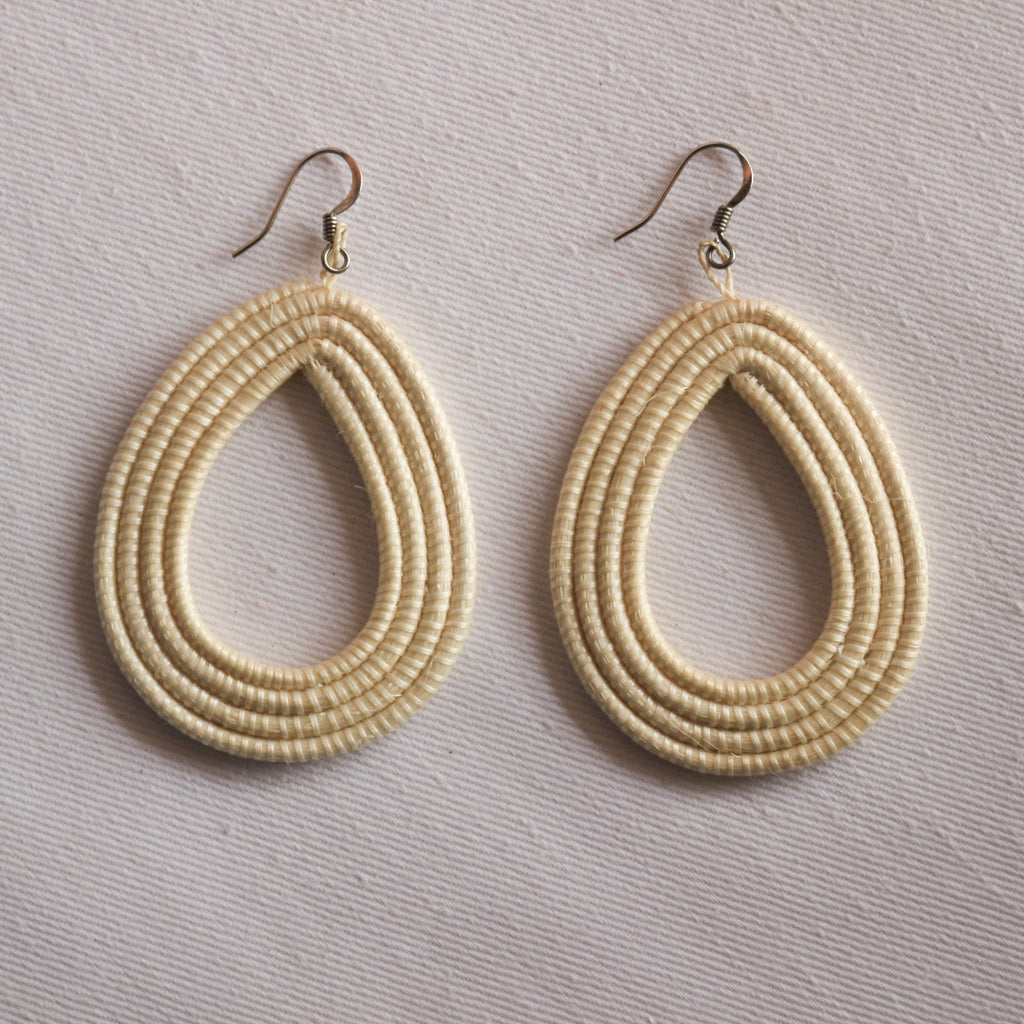 Woven Loop Earrings in Natural Fibers