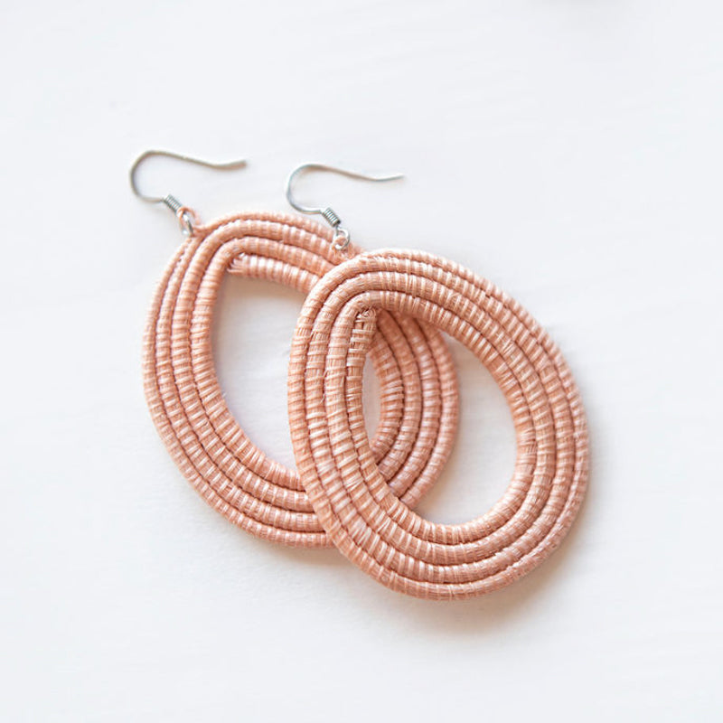 Woven Loop Earrings in Natural Sisal