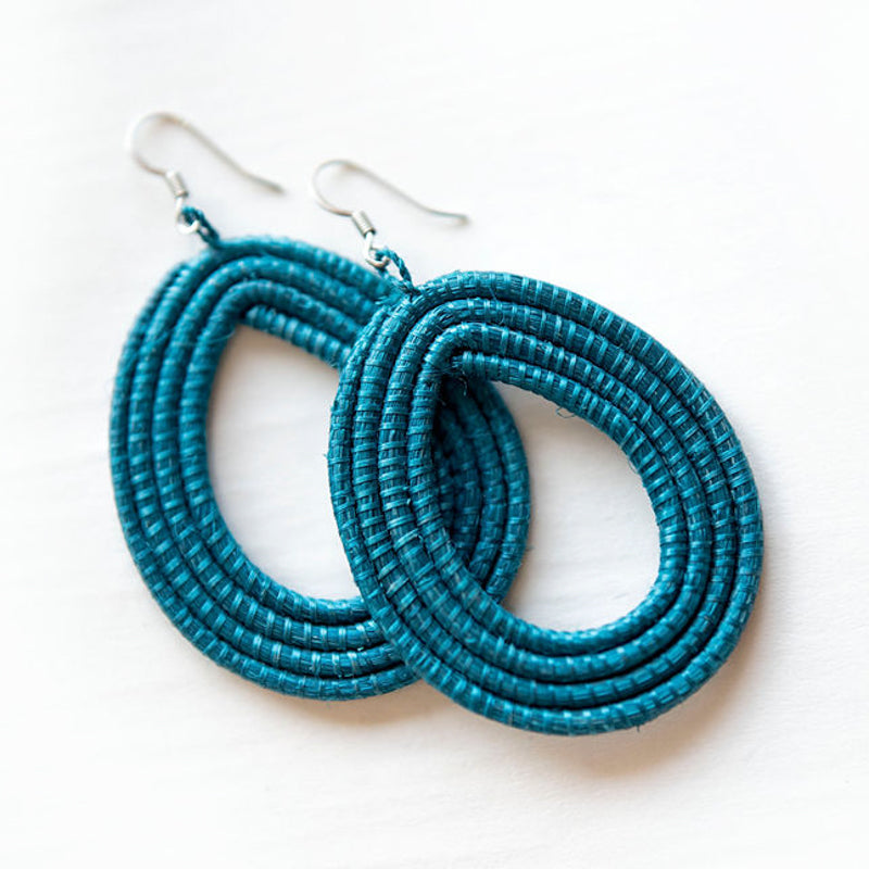 Woven Loop Earrings in Natural Fibers
