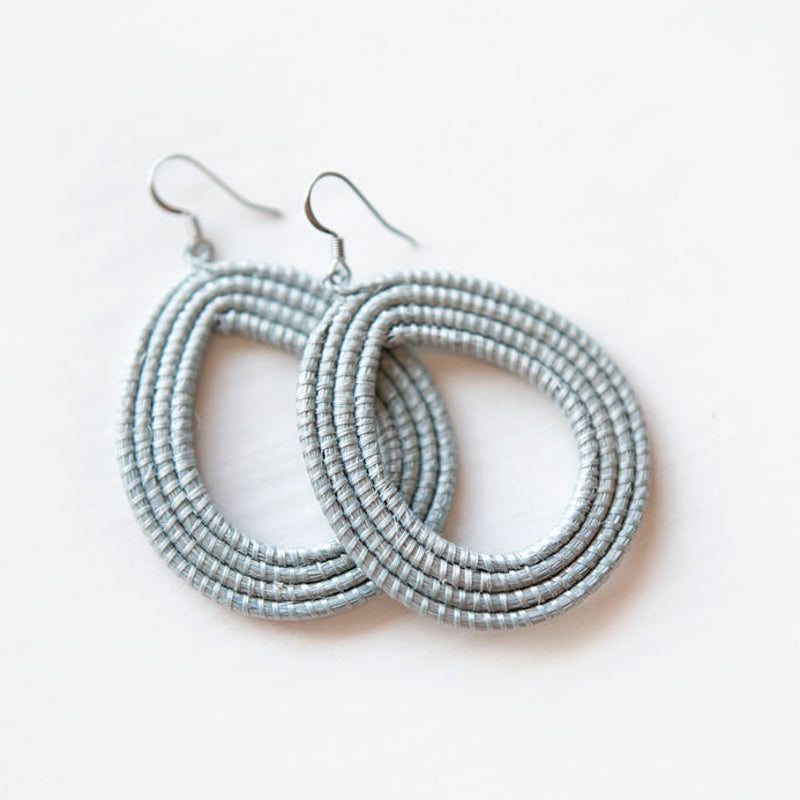 Woven Loop Earrings in Natural Fibers