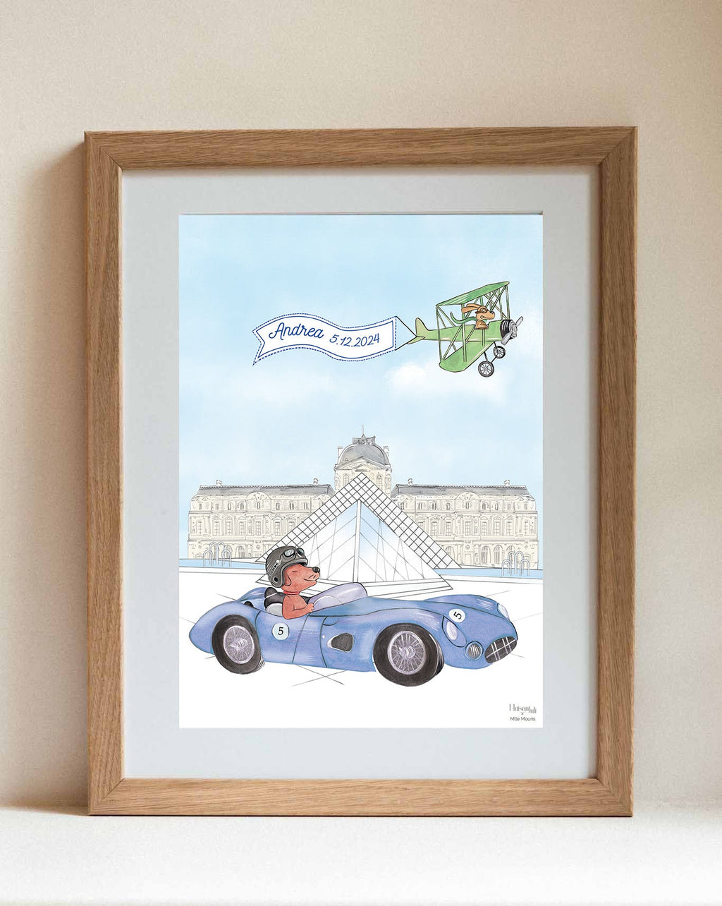Personalised Sports Car Dog Driving by The Louvre Illustration