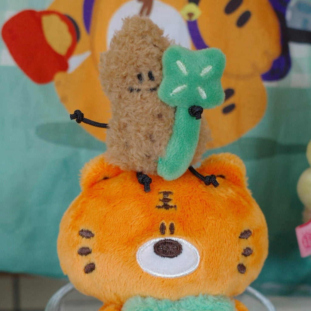 Tiger Peanut and Four Leaf Clover Bag Charm