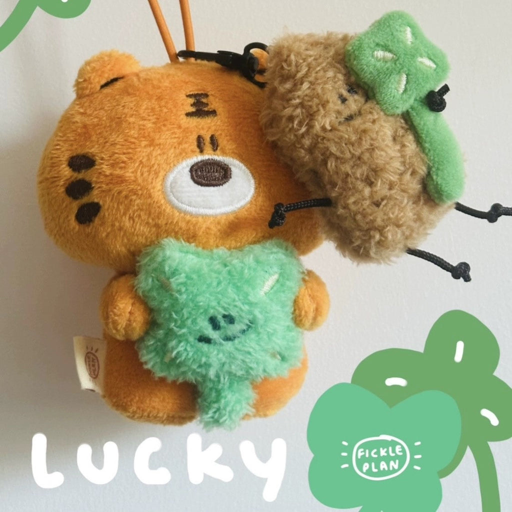 Tiger Peanut and Four Leaf Clover Bag Charm