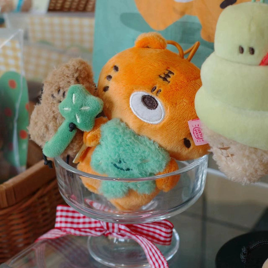 Tiger Peanut and Four Leaf Clover Bag Charm