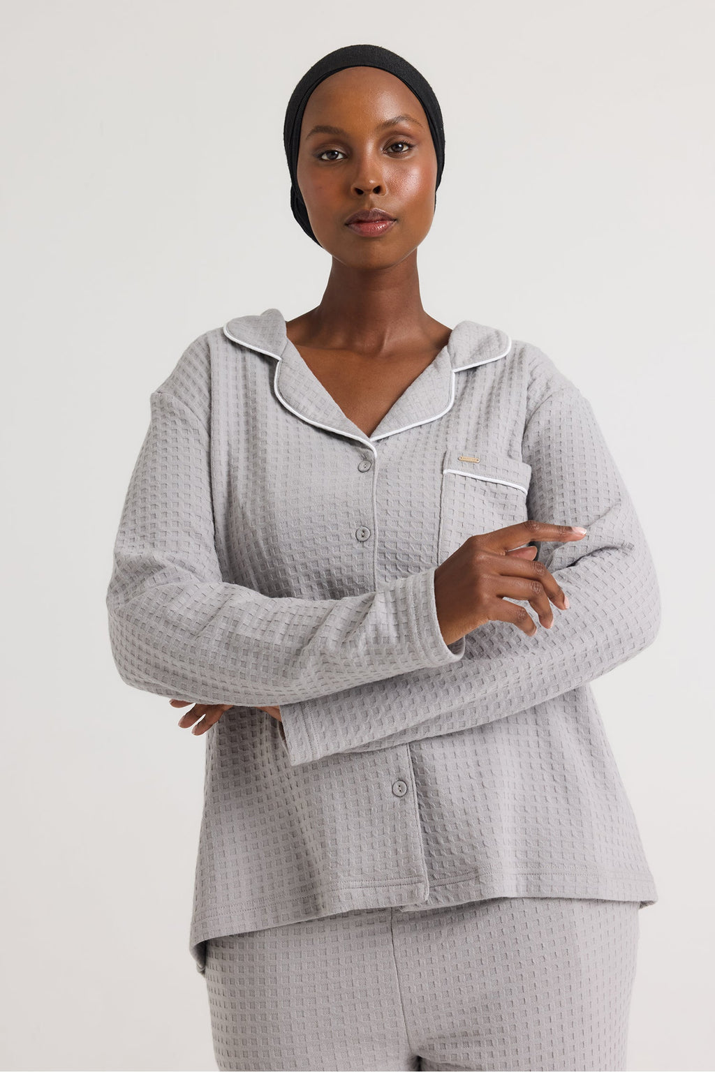 Luxury Suite Waffle PJ Set in Grey