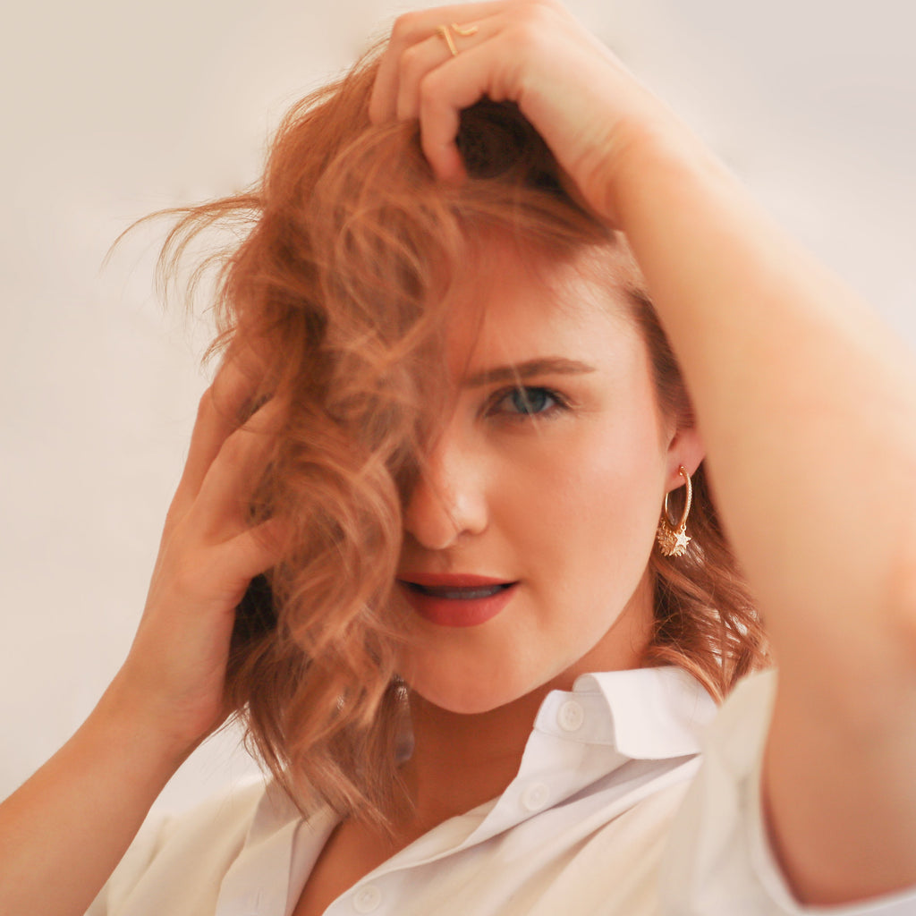 Lyra Star Hoop Earrings | 18K Gold Plated