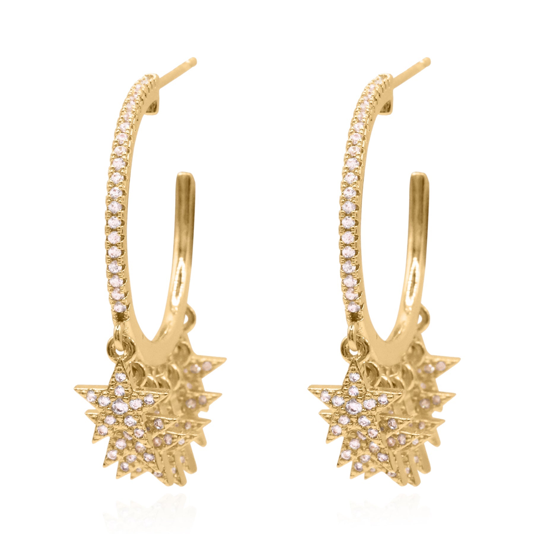 Lyra Star Hoop Earrings | 18K Gold Plated