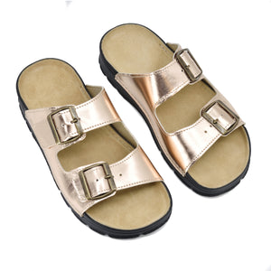 Meeliku Rose Gold Slides – Elegant, Handcrafted Comfort by Omaking at brixbailey.com