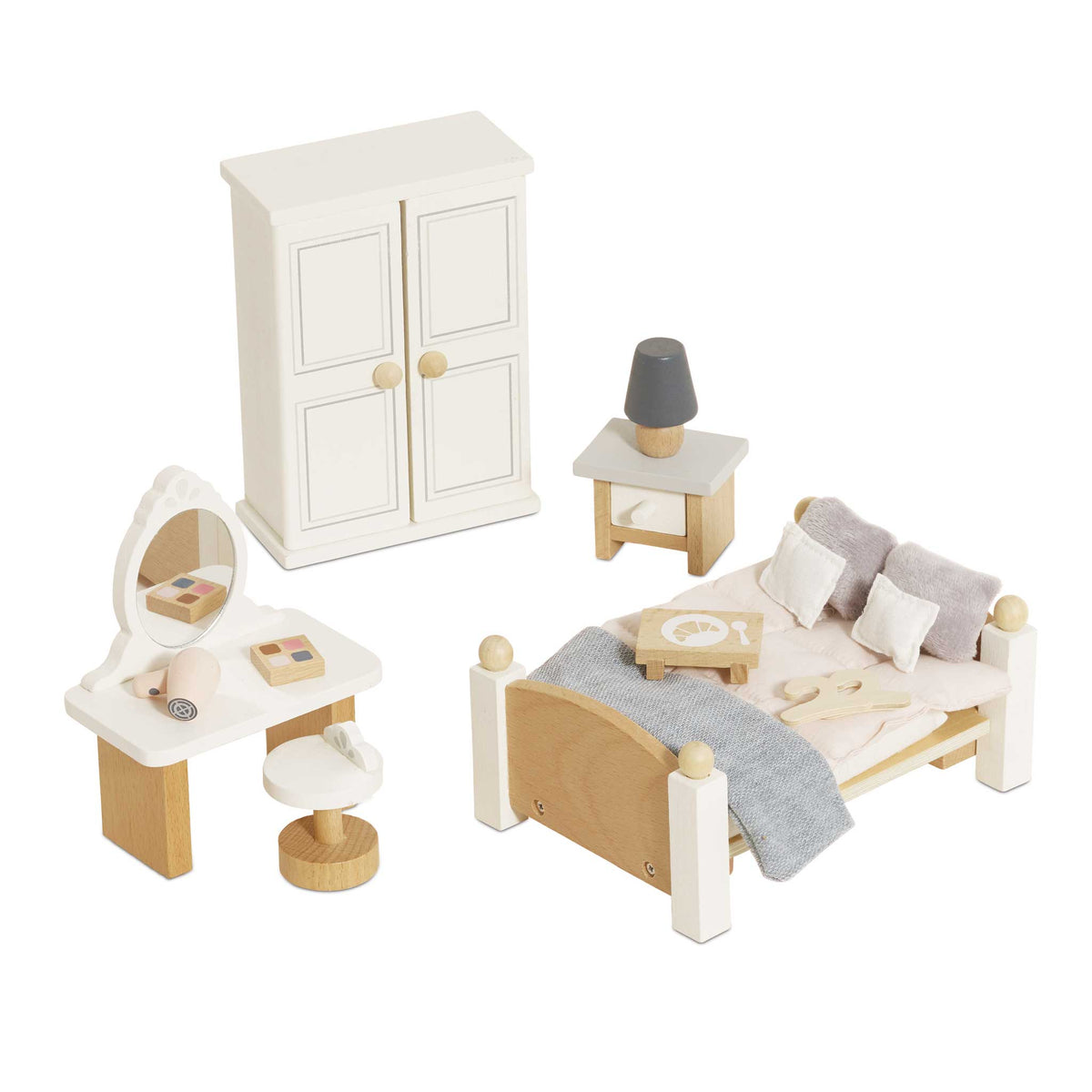 Wooden Dolls House Bedroom Set
