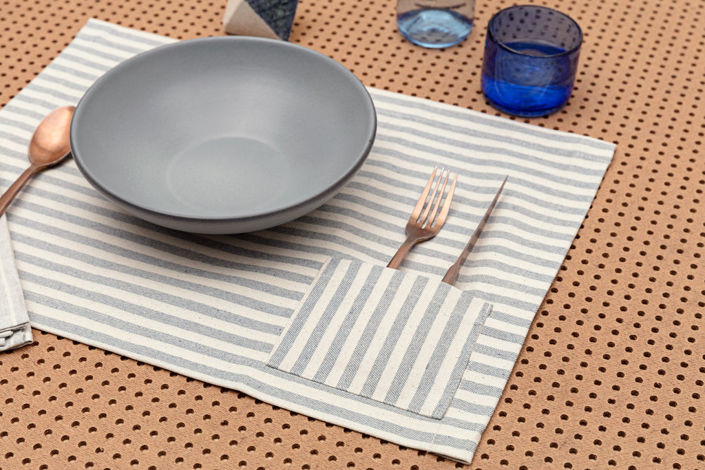 Denim Cotton Placemats with Pocket Set of 4